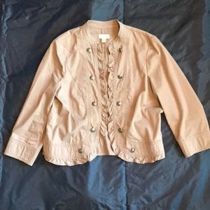 Taupe 3/4 Sleeve Jacket with Silver Accent